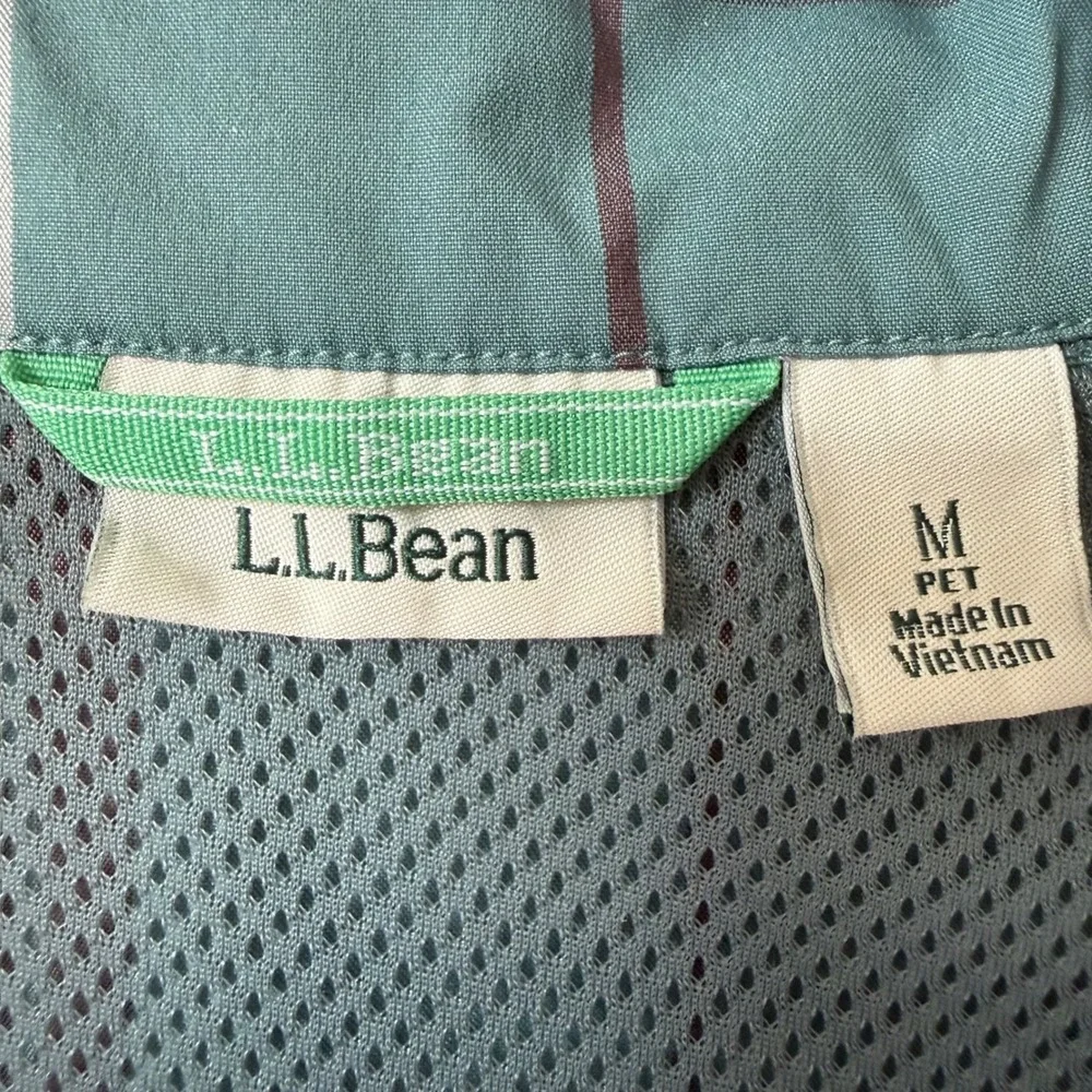 L.L.Bean Plaid Colorblock Quarter‎ Zip Pullover Jacket •M Petite • Pink & Green